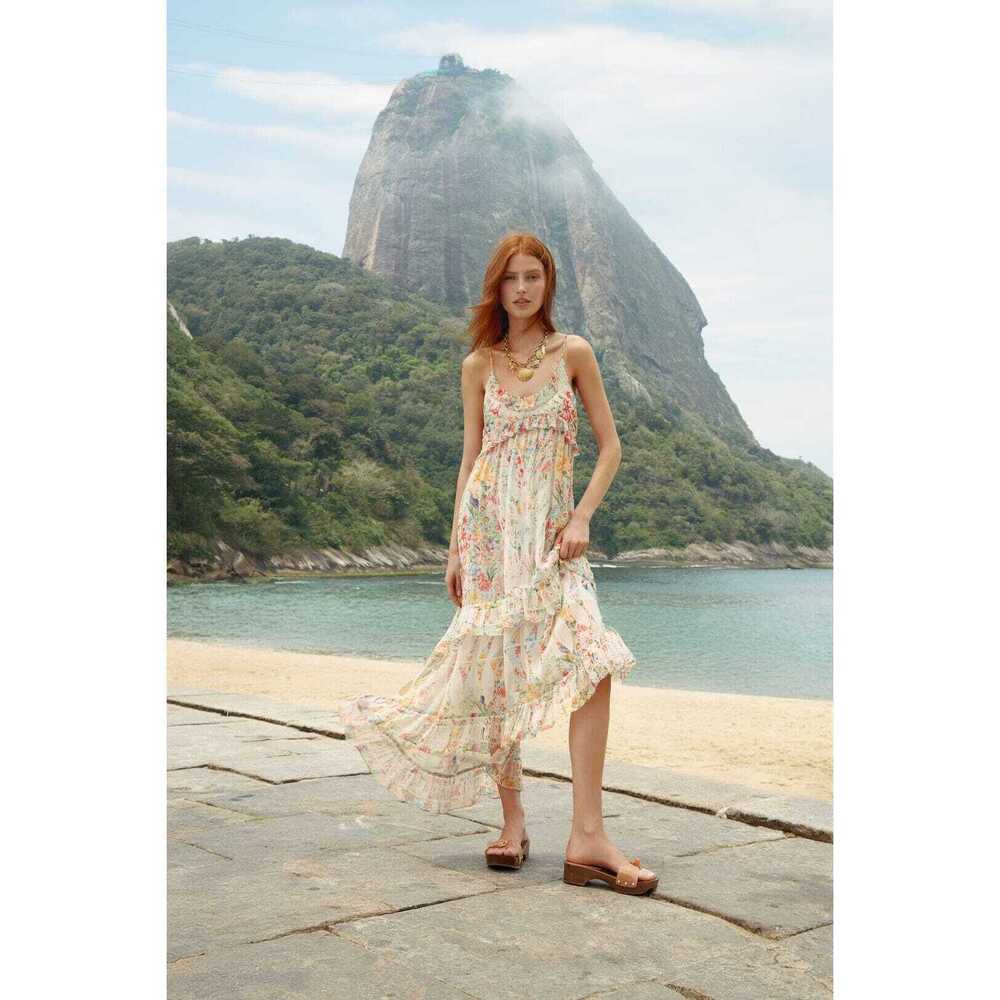 Multicolor Rendeira Ruffled Sleeveless Maxi Dress